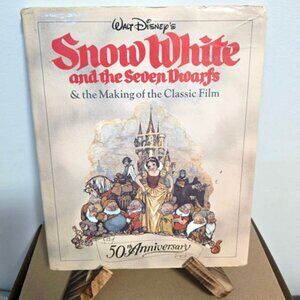Snow White 50th Anniversary 1987 Book + Making of Film Disney HC w/ DJ Vintage